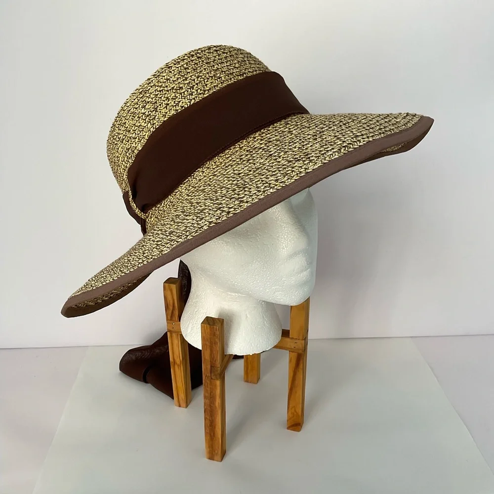 Milani Natural Straw Hat with Brown Trim